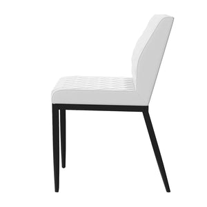English Elm Set Diamond-Pattern Leatherette & Metal Dining Chairs (2) in Black & Ivory — Modern Comfort, Durable Style B016P156866