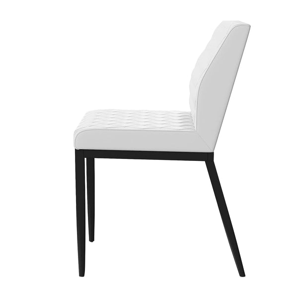English Elm Set Diamond-Pattern Leatherette & Metal Dining Chairs (2) in Black & Ivory — Modern Comfort, Durable Style B016P156866