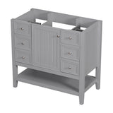 English Elm 36" Bathroom Vanity Without Sink, Cabinet Base Only, One Cabinet and Three Drawers, Grey