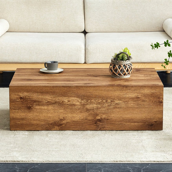 English Elm Modern MDF coffee table with textured grain finish, durable easy-assemble design for stylish living rooms Wood W1151P194277