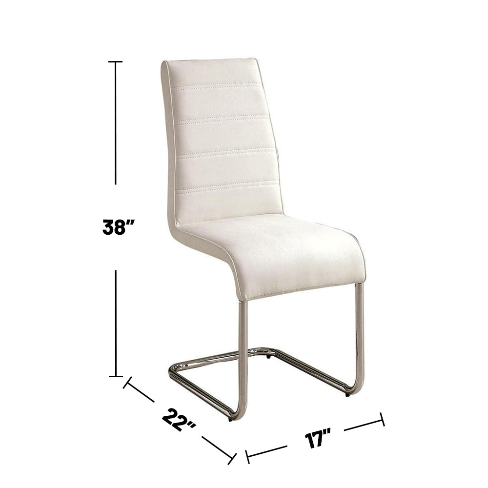 English Elm Set of 2 Padded White Leatherette Side Chairs with Chrome Legs, Modern Curved Design & Easy-Clean Comfort B016P156853