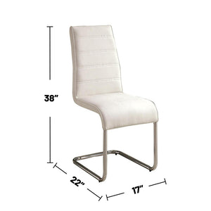 English Elm Set of 2 Padded White Leatherette Side Chairs with Chrome Legs, Modern Curved Design & Easy-Clean Comfort B016P156853