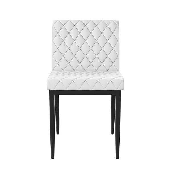 English Elm Set Diamond-Pattern Leatherette & Metal Dining Chairs (2) in Black & Ivory — Modern Comfort, Durable Style B016P156866