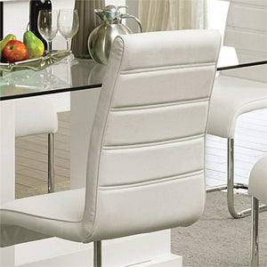 English Elm Set of 2 Padded White Leatherette Side Chairs with Chrome Legs, Modern Curved Design & Easy-Clean Comfort B016P156853