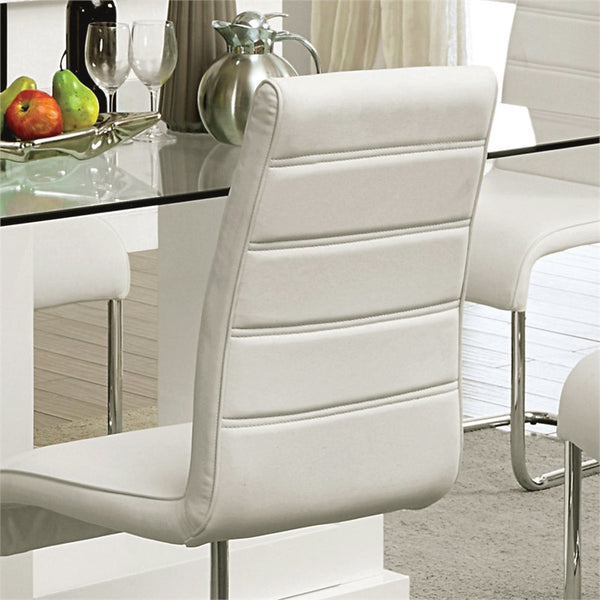English Elm Set of 2 Padded White Leatherette Side Chairs with Chrome Legs, Modern Curved Design & Easy-Clean Comfort B016P156853