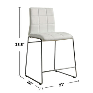 English Elm Set White Leatherette Counter Height Chairs - Set of 2 Padded Chrome Leg Stools, Modern Comfort & Durable Design B016P156846