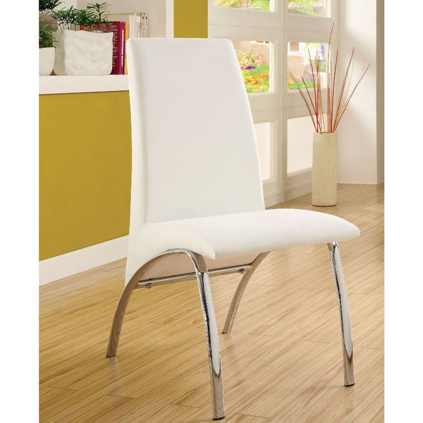 English Elm Set of 2 Padded Leatherette Side Chairs White with Chrome Legs — Modern Curved Dining Accent Seats B016P156850