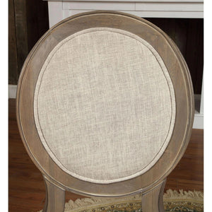 English Elm Set of 2 Padded Beige Fabric Dining Chairs with Oval Back, Rustic Oak Finish, Comfortable Cushioned Seats (98) B016P156826