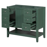 English Elm 36" Bathroom Vanity Without Sink, Cabinet Base Only, One Cabinet and Three Drawers, Green