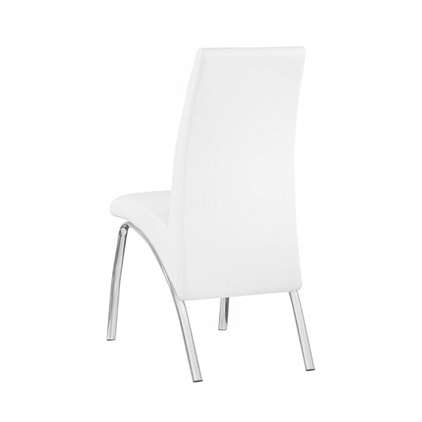 English Elm Set of 2 Padded Leatherette Side Chairs White with Chrome Legs — Modern Curved Dining Accent Seats B016P156850