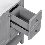 English Elm 36" Bathroom Vanity Without Sink, Cabinet Base Only, One Cabinet and Three Drawers, Grey