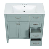 English Elm 36" Bathroom Vanity With Sink Combo, Green Bathroom Cabinet With Drawers, Solid Frame and Mdf Board