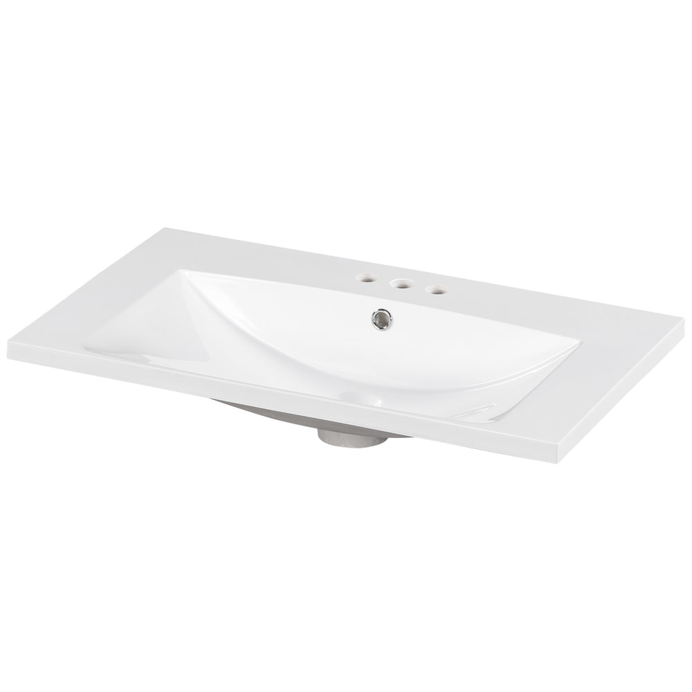 English Elm 30" Resin Bathroom Vanity Top with 3 Faucet Holes, Durable White Basin, Easy-Care Surface, 36.5" L WF316527AAK