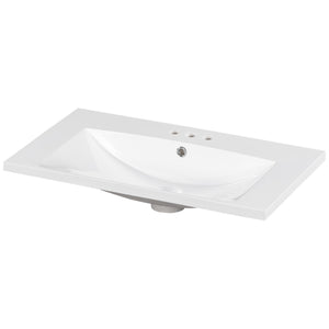 English Elm 30" Resin Bathroom Vanity Top with 3 Faucet Holes, Durable White Basin, Easy-Care Surface, 36.5" L WF316527AAK