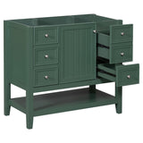 English Elm 36" Bathroom Vanity Without Sink, Cabinet Base Only, One Cabinet and Three Drawers, Green