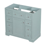 English Elm 36" Bathroom Vanity Without Sink, Cabinet Base Only, One Cabinet and Six Drawers, Green