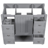 English Elm 36" Bathroom Vanity Without Sink, Cabinet Base Only, One Cabinet and Three Drawers, Grey