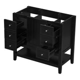 English Elm 36" Bathroom Vanity Without Sink, Cabinet Base Only, One Cabinet and Three Drawers, Black