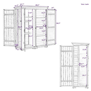 English Elm TOPMAX Outdoor 5.5ft Wood Storage Shed Cabinet with Waterproof Asphalt Roof, Lockable Doors, Sturdy Natural SP100016AAL