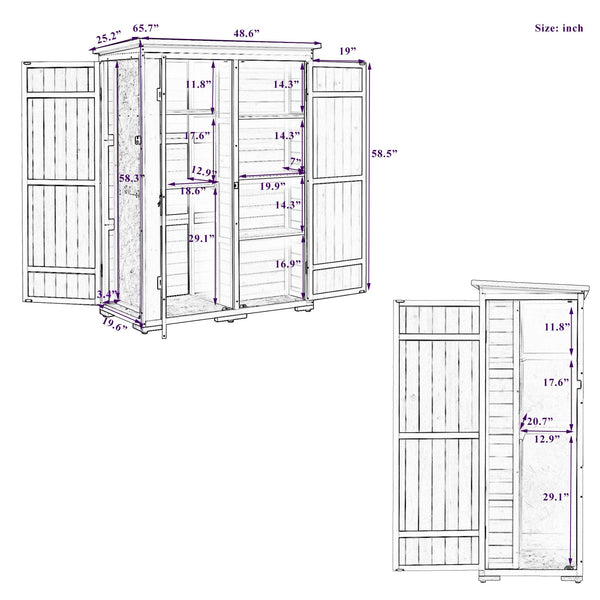 English Elm TOPMAX Outdoor 5.5ft Wood Storage Shed Cabinet with Waterproof Asphalt Roof, Lockable Doors, Sturdy Natural SP100016AAL