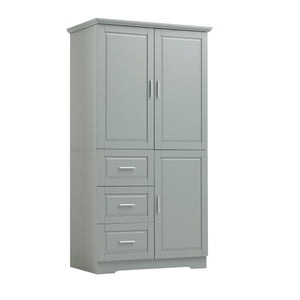 English Elm Tall Narrow Storage Cabinet with Doors and 3 Drawers – Adjustable Shelves, Anti-Tip, 45lb Capacity Grey WF299285AAG