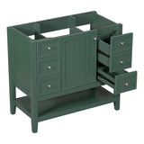 English Elm 36" Bathroom Vanity Without Sink, Cabinet Base Only, One Cabinet and Three Drawers, Green