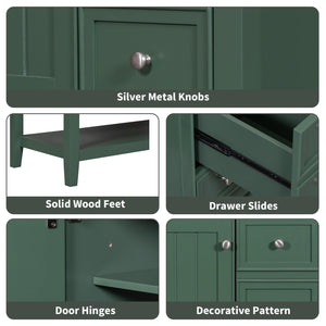 English Elm 36" Bathroom Vanity With Ceramic Sink, Solid Wood, 3 Drawers & Adjustable Shelf In Elegant Green Finish N725P246500G