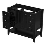 English Elm 36" Bathroom Vanity Without Sink, Cabinet Base Only, One Cabinet and Three Drawers, Black