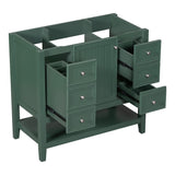 English Elm 36" Bathroom Vanity Without Sink, Cabinet Base Only, One Cabinet and Three Drawers, Green