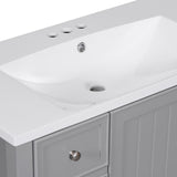 English Elm 36" Bathroom Vanity With Sink Combo, One Cabinet and Three Drawers, Solid Wood and Mdf Board, Grey