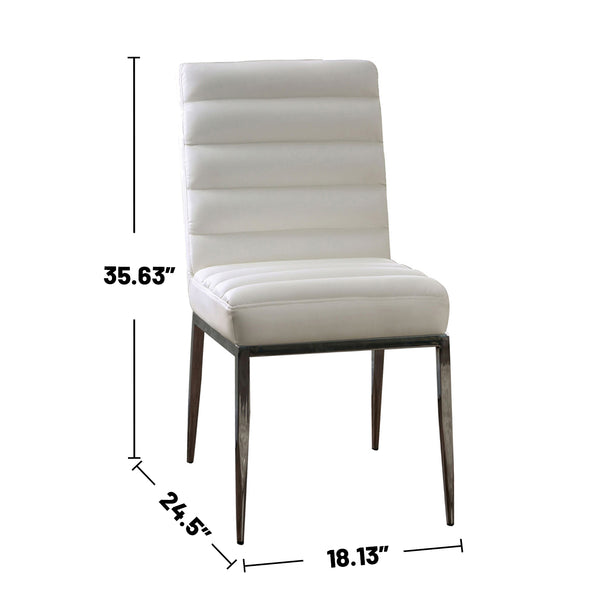English Elm Leatherette Waterproof Side Chairs Set of 2 in White with Chrome Legs — Sleek Space-Saving Dining Seats B016P156863