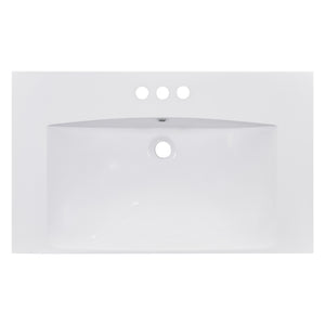 English Elm 30" Resin Bathroom Vanity Top with 3 Faucet Holes, Durable White Basin, Easy-Care Surface, 36.5" L WF316527AAK