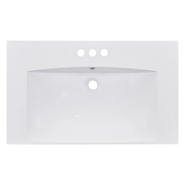 English Elm 30" Resin Bathroom Vanity Top with 3 Faucet Holes, Durable White Basin, Easy-Care Surface, 36.5" L WF316527AAK