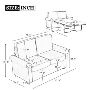 English Elm 57.4" Pull Out Sofa Bed,Sleeper Sofa Bed With Premium Twin Size Mattress Pad,2-In-1 Pull Out Couch Bed With Two Usb Ports For Living Room,Small Apartment, Light Gray (Old Sku:Wf296899)