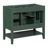 English Elm 36" Bathroom Vanity Without Sink, Cabinet Base Only, One Cabinet and Three Drawers, Green