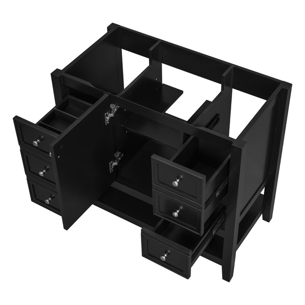 English Elm 36" Modern Black Bathroom Vanity Base with 1 Door, 3 Drawers, Solid Poplar Build, Undermount Ready, 200lb Capacity WF306244AAB