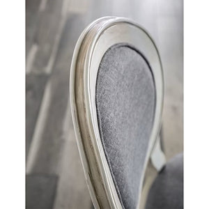 English Elm Set of 2 Padded Gray Fabric Dining Chairs with Oval Back, Antique White Frame, Comfortable Cushions B016P156827