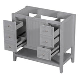 English Elm 36" Bathroom Vanity Without Sink, Cabinet Base Only, One Cabinet and Three Drawers, Grey