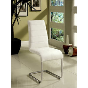 English Elm Set of 2 Padded White Leatherette Side Chairs with Chrome Legs, Modern Curved Design & Easy-Clean Comfort B016P156853