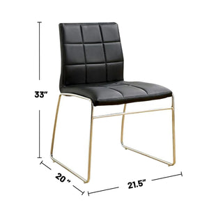 English Elm Set of 2 modern leatherette side chairs in black with chrome legs — padded comfort, sturdy dining style B016P156845