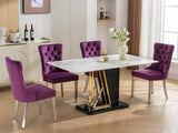 English Elm Nikki Collection Modern, High-End Tufted Solid Wood Contemporary Velvet Upholstered Dining Chair With Chrome Stainless Steel Plating Legs,Nailhead Trim,Set Of 2,Purple and Chrome, Sw1701Pp