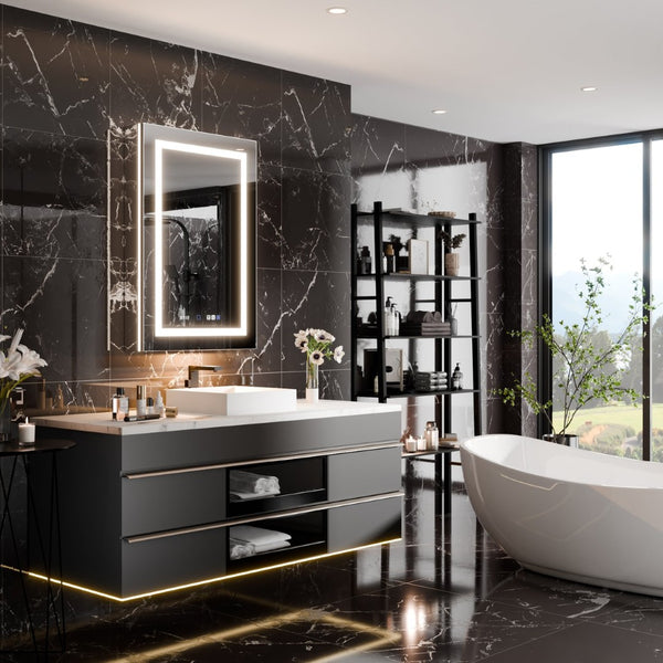 English Elm Front&backlit Led Medicine Cabinet with Anti-fog Gfci Outlet Vanity Mirror Bath Storage W637P148120