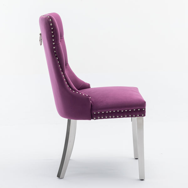 English Elm Nikki Elegant Tufted Velvet Dining Chair with Solid Wood Frame, High-Density Foam & Steel Spring Purple W1143P151489
