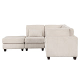 English Elm 5 Pieces L Shaped Sofa With Removable Ottomans and Comfortable Waist Pillows