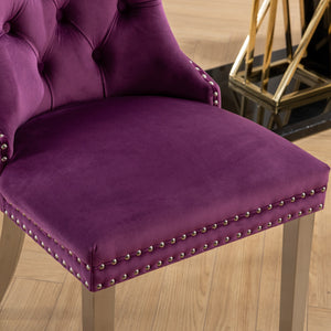 English Elm Nikki Elegant Tufted Velvet Dining Chair with Solid Wood Frame, High-Density Foam & Steel Spring Purple W1143P151489