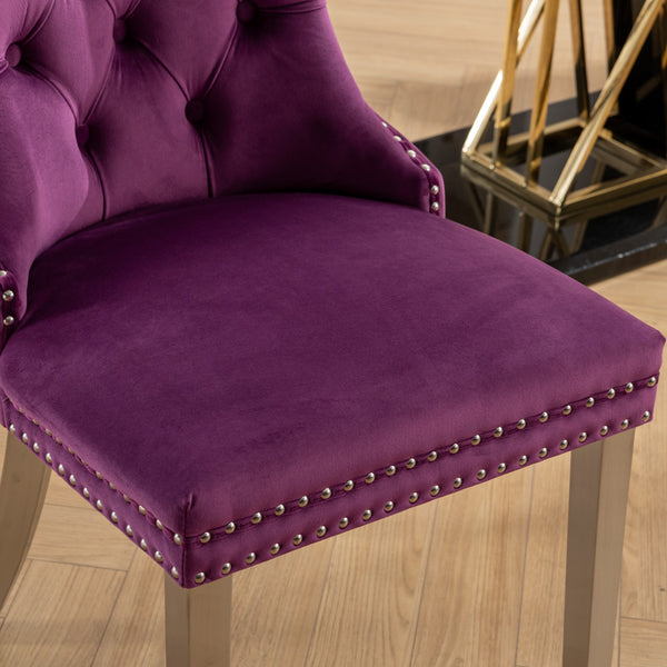 English Elm Nikki Elegant Tufted Velvet Dining Chair with Solid Wood Frame, High-Density Foam & Steel Spring Purple W1143P151489