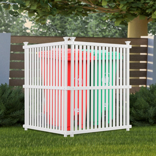 English Elm Privacy Screen Vinyl Lattice Panel Set Outdoor Enclosure for Patio and Garden Spaces B100128101