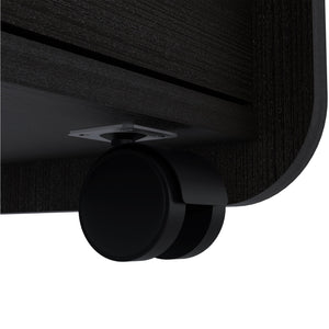 English Elm Nightstand with Two Drawers & Open Shelf, 22"H Black Engineered Wood, Metal Handles, Modern Durable Design B097133085