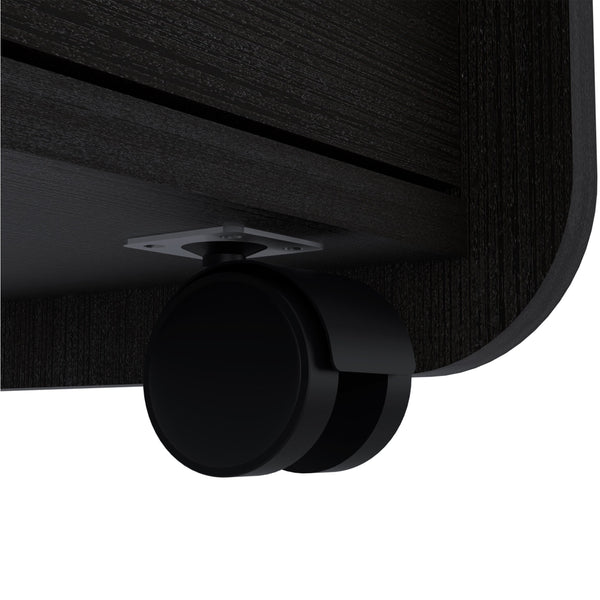 English Elm Nightstand with Two Drawers & Open Shelf, 22"H Black Engineered Wood, Metal Handles, Modern Durable Design B097133085