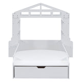 Hearth and Haven Twin Size House Bed with Bench, Socket and Shelves LP000344AAK